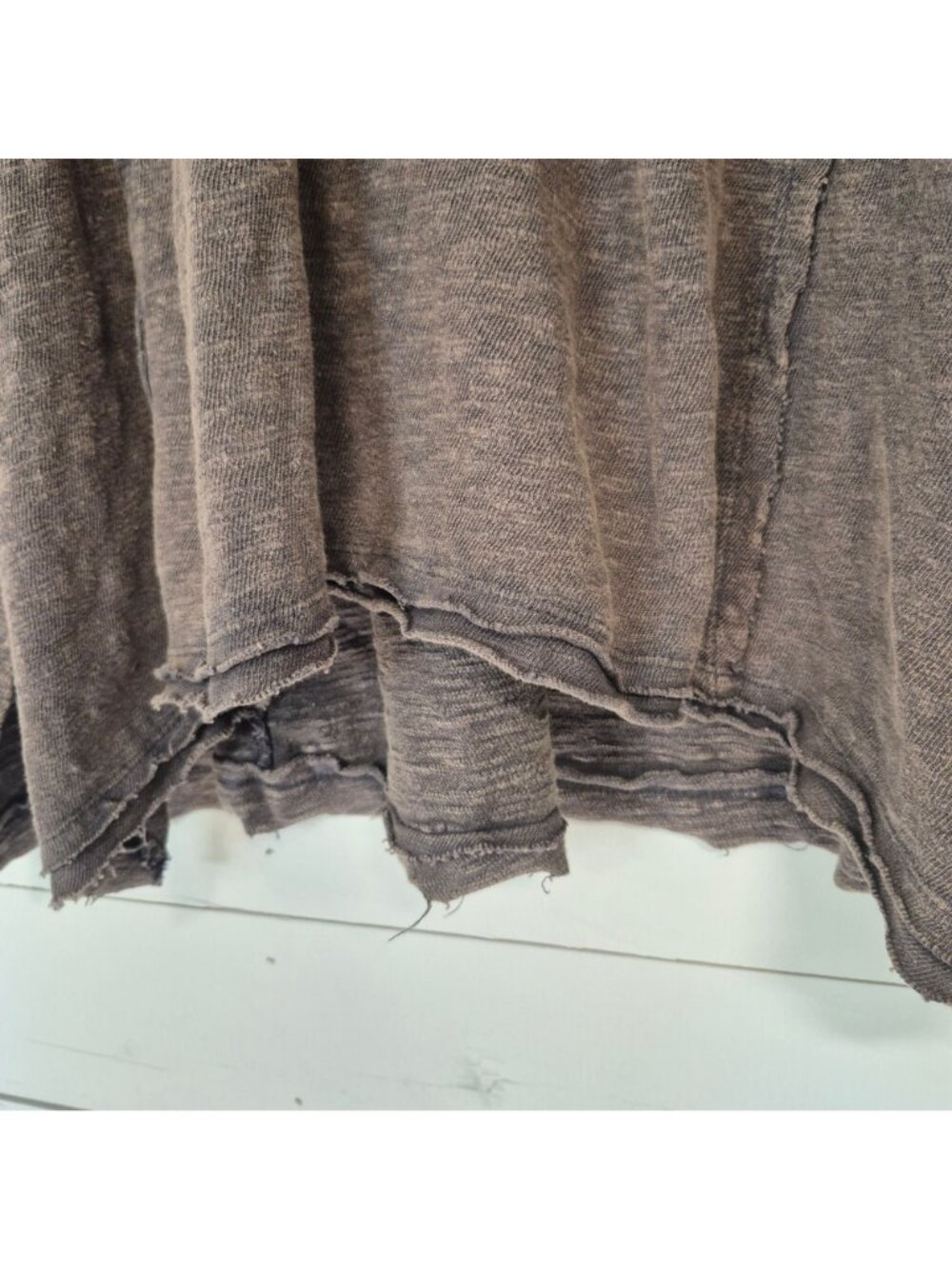 Caite Handmade Tunic Top With Colorful Embroidery Frayed Edges 3/4 Sleeve V-Neck - Picture 5 of 8